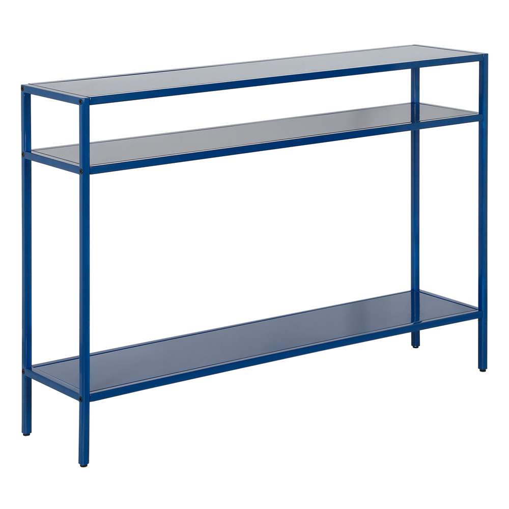 Hudson & Canal - Ricardo 42in Wide Rectangular Console Table with Metal Shelves in Mykonos Blue - AT1153 veiw 1
