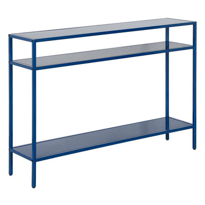 Hudson & Canal - Ricardo 42in Wide Rectangular Console Table with Metal Shelves in Mykonos Blue - AT1153 veiw 1