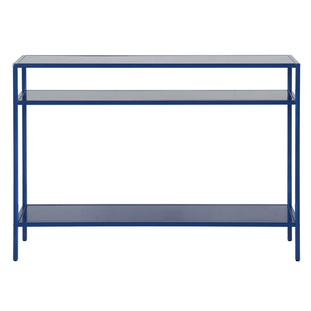 Hudson & Canal - Ricardo 42in Wide Rectangular Console Table with Metal Shelves in Mykonos Blue - AT1153 veiw 3