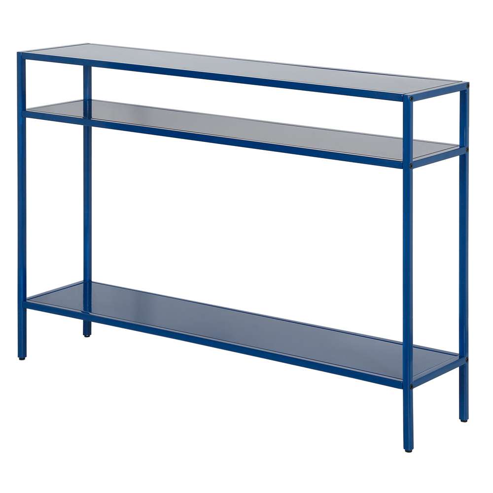Hudson & Canal - Ricardo 42in Wide Rectangular Console Table with Metal Shelves in Mykonos Blue - AT1153 veiw 4