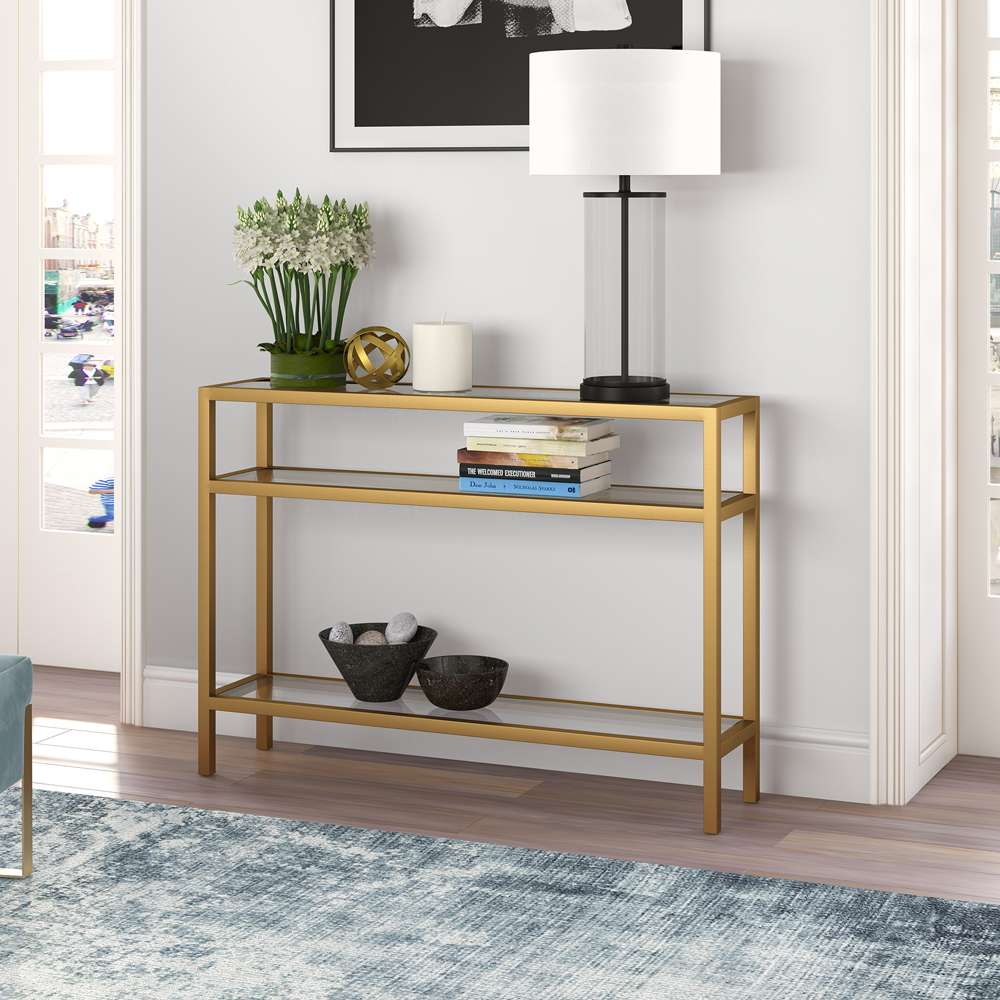 Hudson & Canal - Sivil 42in Wide Rectangular Console Table in Brass - AT0163 veiw 2
