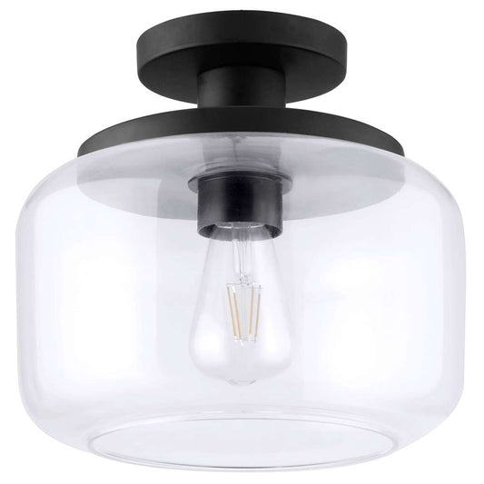 Hudson & Canal - Tatum 11in Wide Semi Flush Mount with Glass Shade in Blackened Bronze/Clear - SF1786 veiw 1