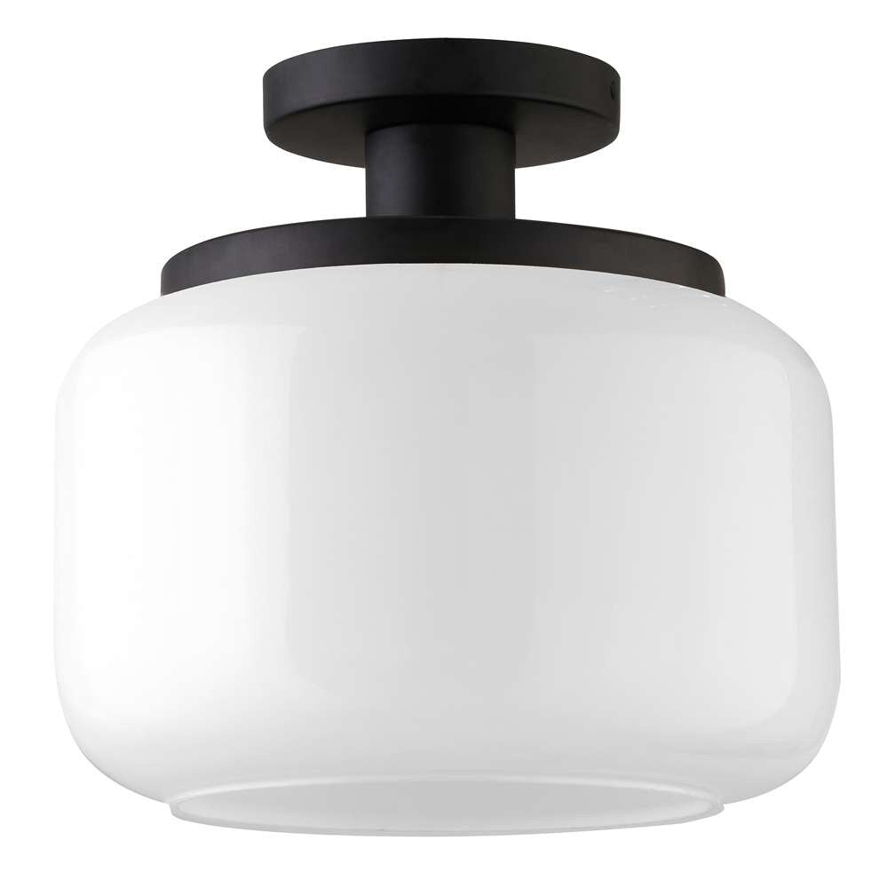 Hudson & Canal - Tatum 11in Wide Semi Flush Mount with Glass Shade in Blackened Bronze/White - SF1787 veiw 1