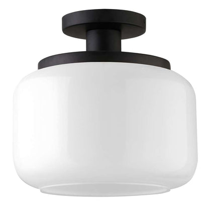 Hudson & Canal - Tatum 11in Wide Semi Flush Mount with Glass Shade in Blackened Bronze/White - SF1787 veiw 1