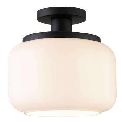 Hudson & Canal - Tatum 11in Wide Semi Flush Mount with Glass Shade in Blackened Bronze/White - SF1787 veiw 3