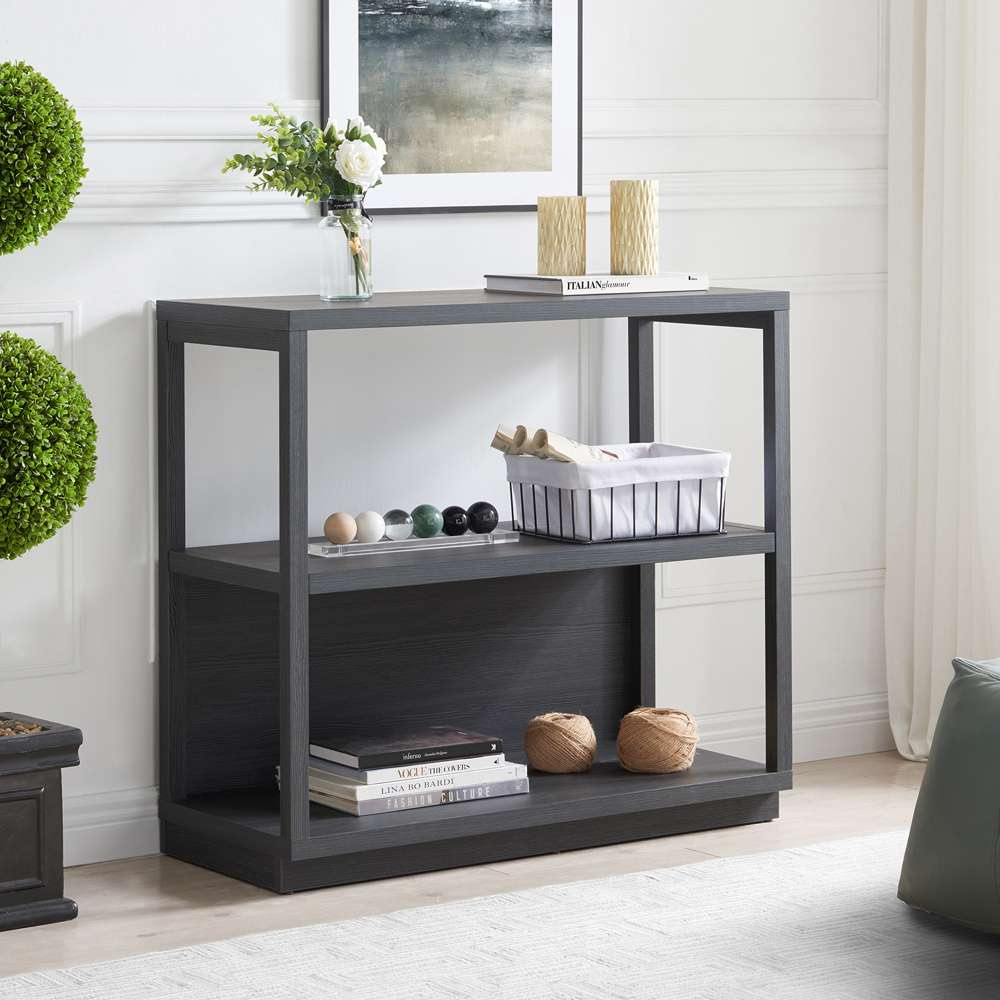 Hudson & Canal - Thalia 33in Tall Rectangular Bookcase in Charcoal Gray - BK1270 veiw 2