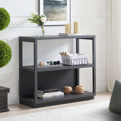 Hudson & Canal - Thalia 33in Tall Rectangular Bookcase in Charcoal Gray - BK1270 veiw 2