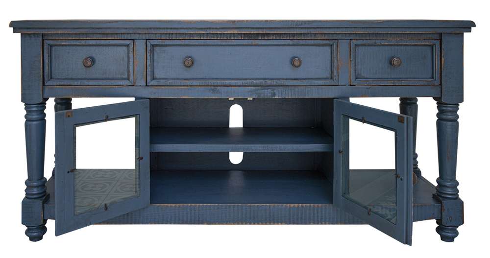 IFD - Aruba 70in TV Stand, w/3 Drawers & 2 Doors, in Dark Blue Finish - IFD7333STN70DK veiw 2