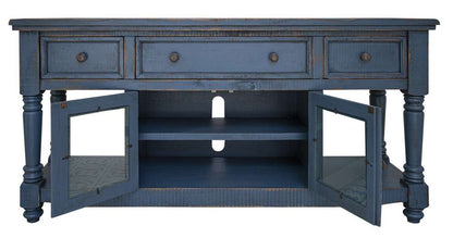 IFD - Aruba 70in TV Stand, w/3 Drawers & 2 Doors, in Dark Blue Finish - IFD7333STN70DK veiw 2