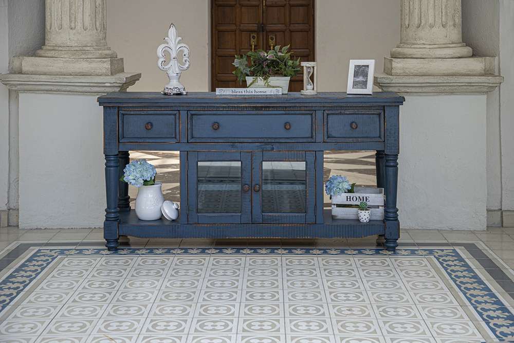 IFD - Aruba 70in TV Stand, w/3 Drawers & 2 Doors, in Dark Blue Finish - IFD7333STN70DK veiw 5