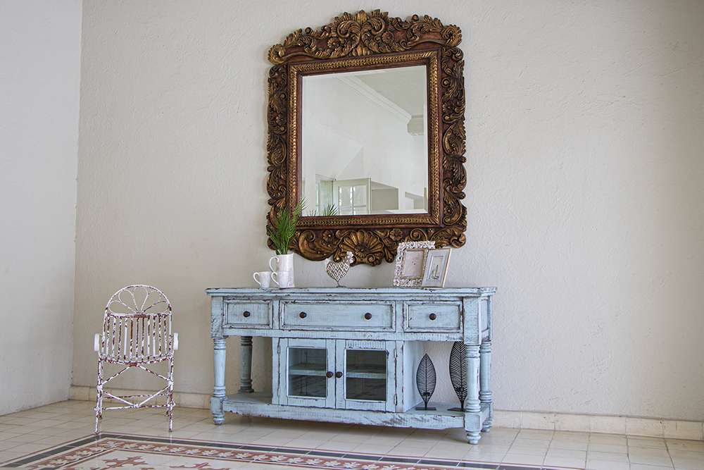 IFD - Aruba 70in TV Stand, w/3 Drawers & 2 Doors, in Sky Blue Finish - IFD7333STN70BL veiw 3
