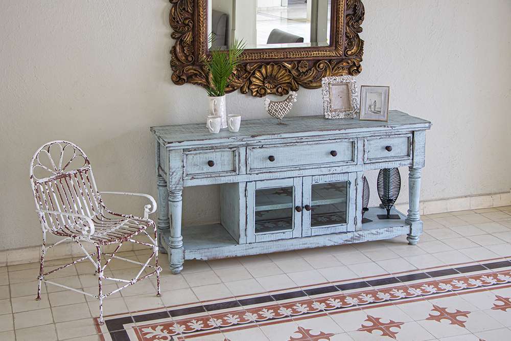 IFD - Aruba 70in TV Stand, w/3 Drawers & 2 Doors, in Sky Blue Finish - IFD7333STN70BL veiw 5