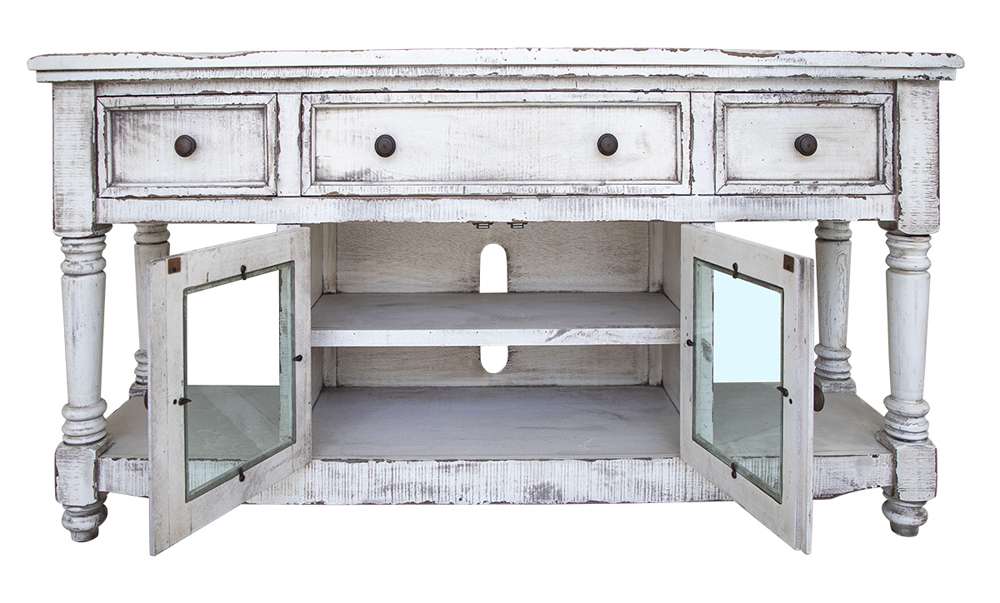 IFD - Aruba 70in TV Stand, w/3 Drawers & 2 Doors, in White Finish - IFD7333STN70WT veiw 2
