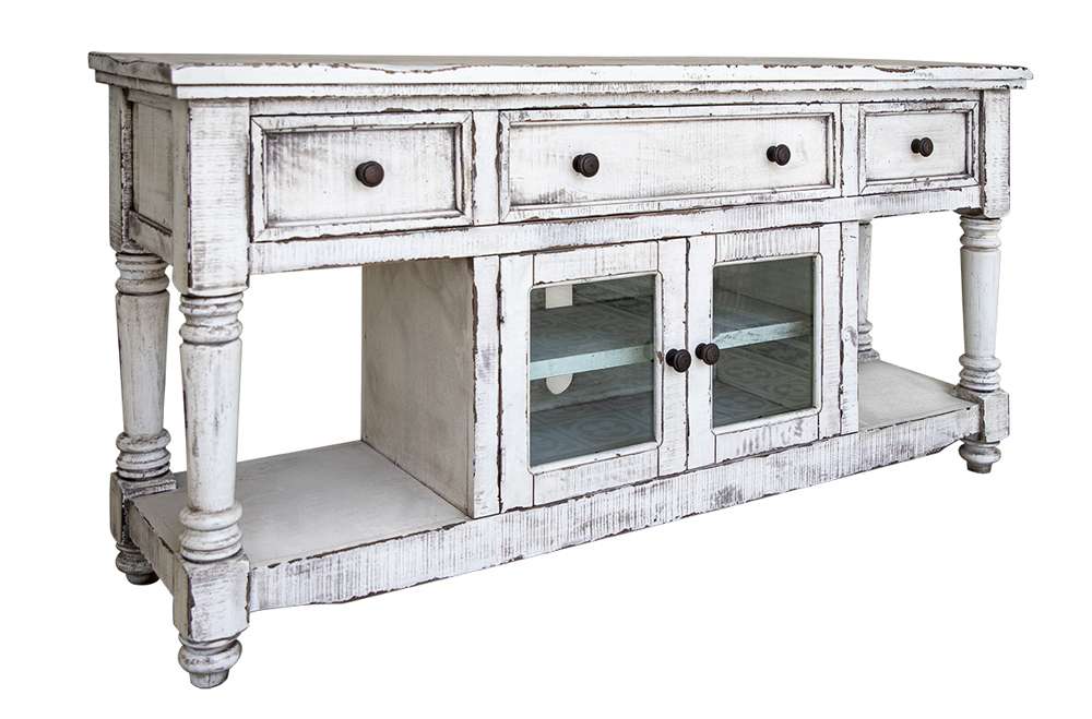 IFD - Aruba 70in TV Stand, w/3 Drawers & 2 Doors, in White Finish - IFD7333STN70WT veiw 3