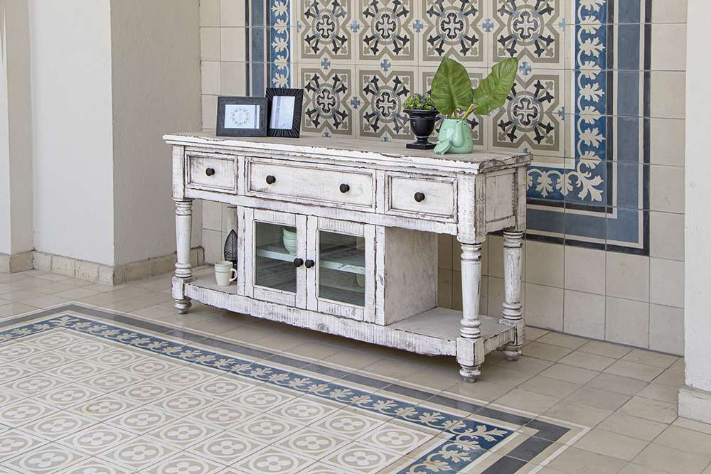 IFD - Aruba 70in TV Stand, w/3 Drawers & 2 Doors, in White Finish - IFD7333STN70WT veiw 4