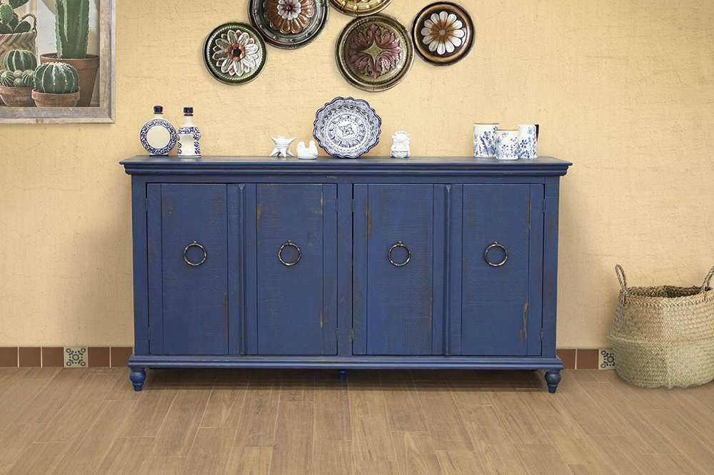 IFD - Capri Console w/4 Doors, Blue Finish - IFD990CONS-BL veiw 2