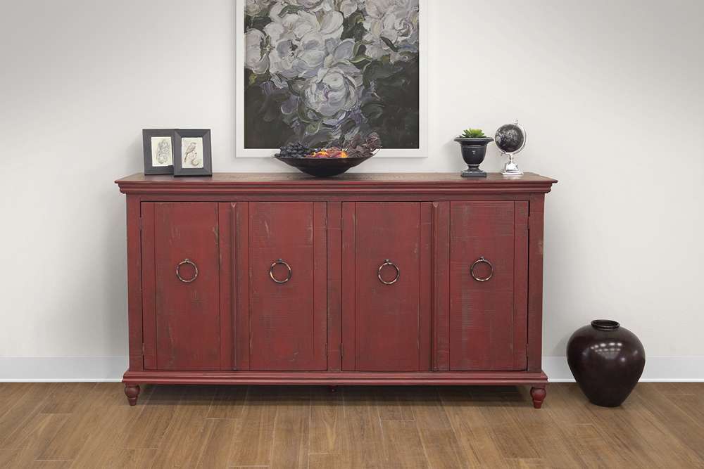 IFD - Capri Console w/4 Doors, Red Finish - IFD990CONS-R veiw 2