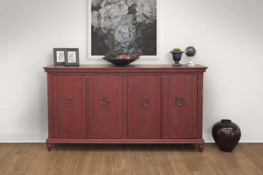 IFD - Capri Console w/4 Doors, Red Finish - IFD990CONS-R veiw 2
