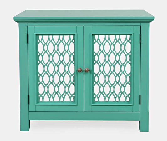 Jofran - Isabella 38in Luxury Mirrored Accent Storage Cabinet, Aqua - 2253-38KD veiw 1