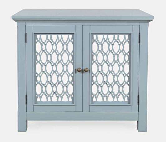 Jofran - Isabella 38in Luxury Mirrored Accent Storage Cabinet, Blue - 2252-38KD veiw 1