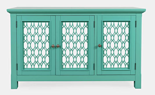 Jofran - Isabella 54in Luxury Mirrored Accent Storage Cabinet, Aqua - 2253-54KD veiw 1