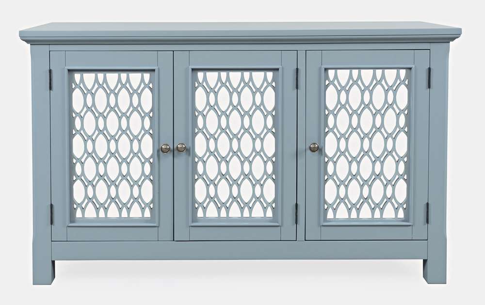 Jofran - Isabella 54in Luxury Mirrored Accent Storage Cabinet, Blue - 2252-54KD veiw 1