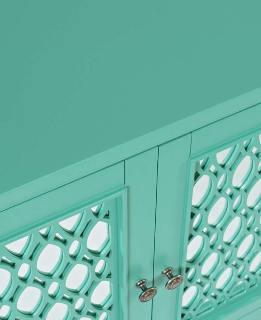 Jofran - Isabella 69in Luxury Mirrored Sideboard Storage Cabinet, Aqua - 2253-69KD veiw 2