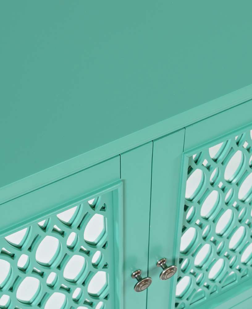 Jofran - Isabella 86in Luxury Mirrored Sideboard Storage Cabinet, Aqua - 2253-86KD veiw 2