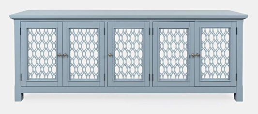 Jofran - Isabella 86in Luxury Mirrored Sideboard Storage Cabinet, Blue - 2252-86KD veiw 1