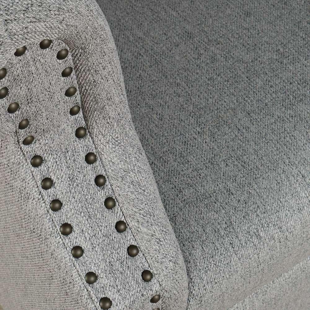 Jofran - Lily Transitional Contemporary Upholstered Barrel Curved Back Accent Chair with Nailhead Trim, Ash - LILY-CH-ASH veiw 2