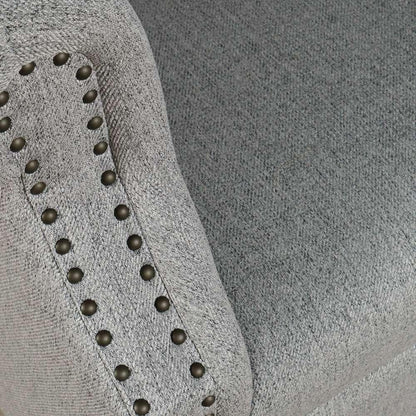 Jofran - Lily Transitional Contemporary Upholstered Barrel Curved Back Accent Chair with Nailhead Trim, Ash - LILY-CH-ASH veiw 2