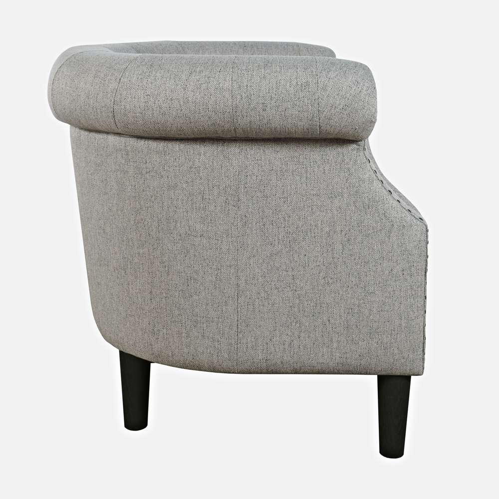 Jofran - Lily Transitional Contemporary Upholstered Barrel Curved Back Accent Chair with Nailhead Trim, Ash - LILY-CH-ASH veiw 3