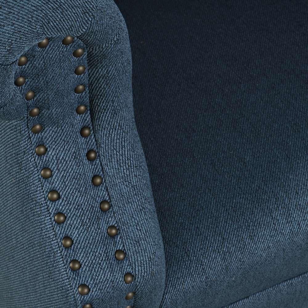 Jofran - Lily Transitional Contemporary Upholstered Barrel Curved Back Accent Chair with Nailhead Trim, Blue - LILY-CH-BLUE veiw 2