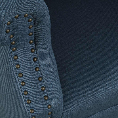 Jofran - Lily Transitional Contemporary Upholstered Barrel Curved Back Accent Chair with Nailhead Trim, Blue - LILY-CH-BLUE veiw 2