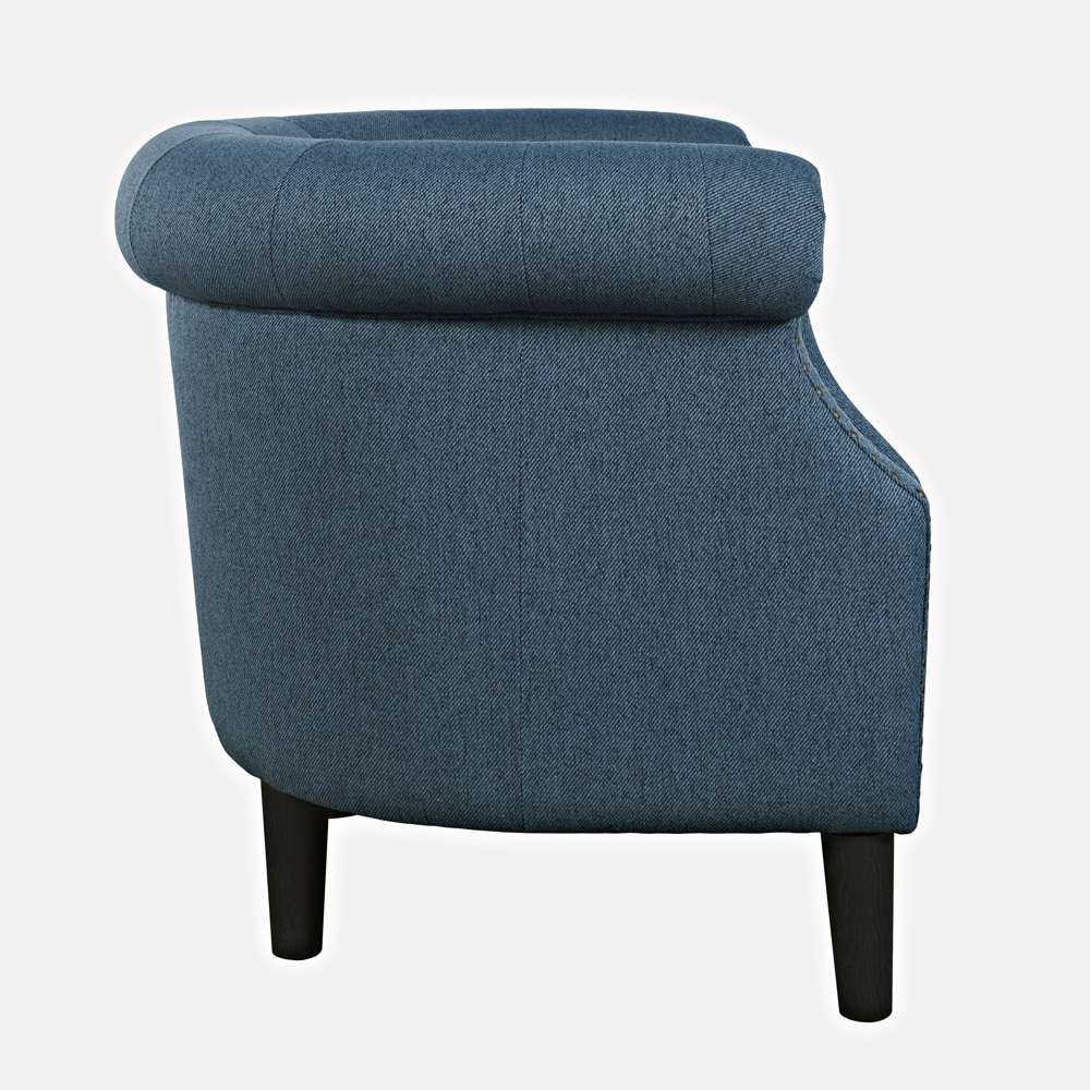 Jofran - Lily Transitional Contemporary Upholstered Barrel Curved Back Accent Chair with Nailhead Trim, Blue - LILY-CH-BLUE veiw 3