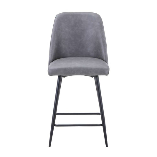 Jofran - Maddox Mid-Century Modern Faux Leather Upholstered Counter Height Barstool (Set of 2) Grey - 2271-MADDOXSTGRY veiw 1