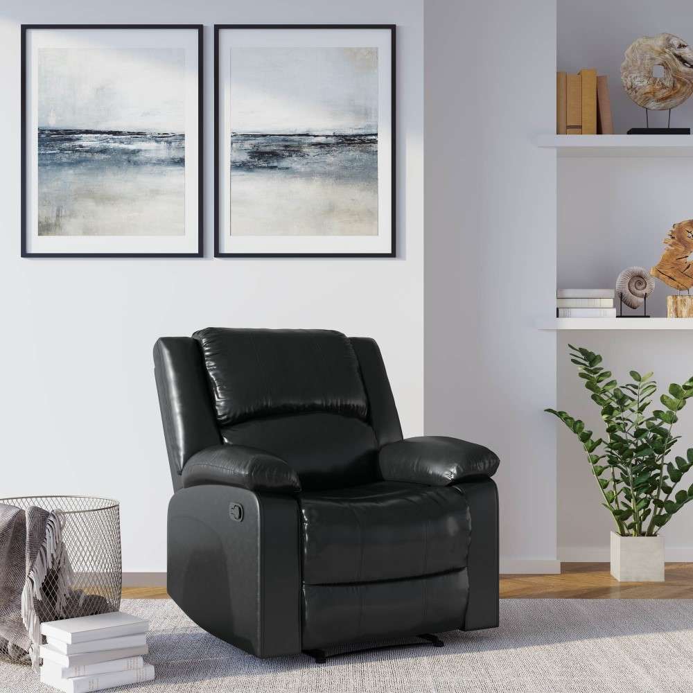 Relax A Lounger - Phyllis Faux Leather Manual Recliner, Black by Lifestyle Solutions - RR-PRK1CP3001 veiw 6