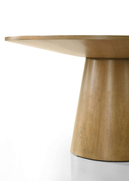 Lilola Home - Jasper Driftwood Finish 5 Piece 47in Wide Contemporary Round Dining Table Set with Beige Fabric Chairs - 30024-1 veiw 4