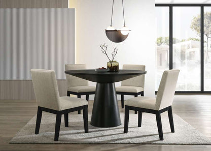 Lilola Home - Jasper Ebony Black 5 Piece 47in Wide Contemporary Round Dining Table Set with Black Finish Chairs - 30022-3 veiw 1