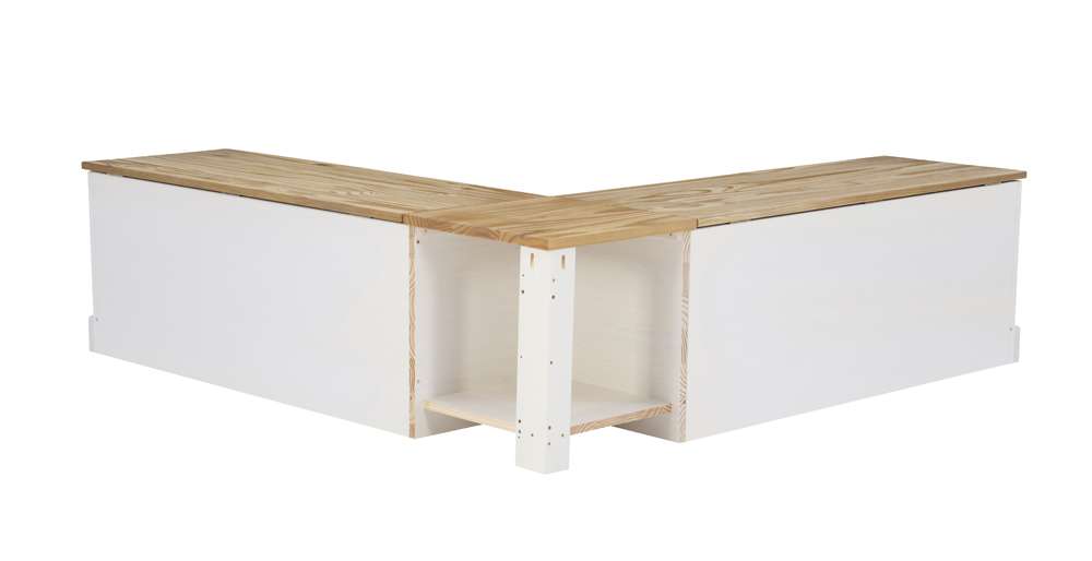 Linon Home Decor - Tobin Corner Nook Bench, Natural/White with Apple Green Cushions - KNK169NWGRNSET veiw 4