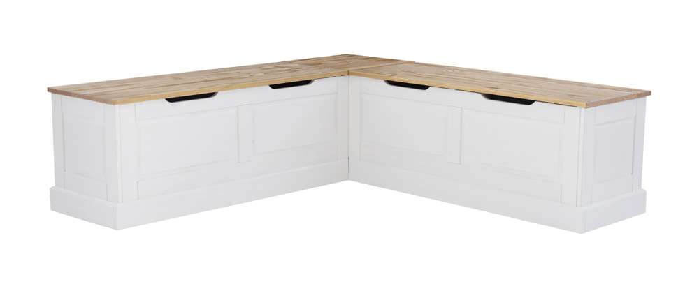 Linon Home Decor - Tobin Corner Nook Bench, Natural/White with Black Cushions - KNK169NWBLKSET veiw 3