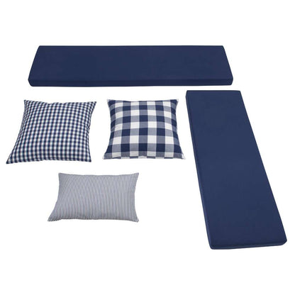 Linon Home Decor - Tobin Corner Nook Bench, Natural/White with Navy Cushions - KNK169NWNVYSET veiw 2
