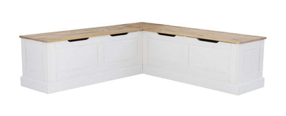 Linon Home Decor - Tobin Corner Nook Bench, Natural/White with Navy Cushions - KNK169NWNVYSET veiw 3