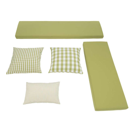 Linon Home Decor - Tobin Corner Nook Bench, White with Apple Green Cushions - KNK169WGRNSET veiw 2