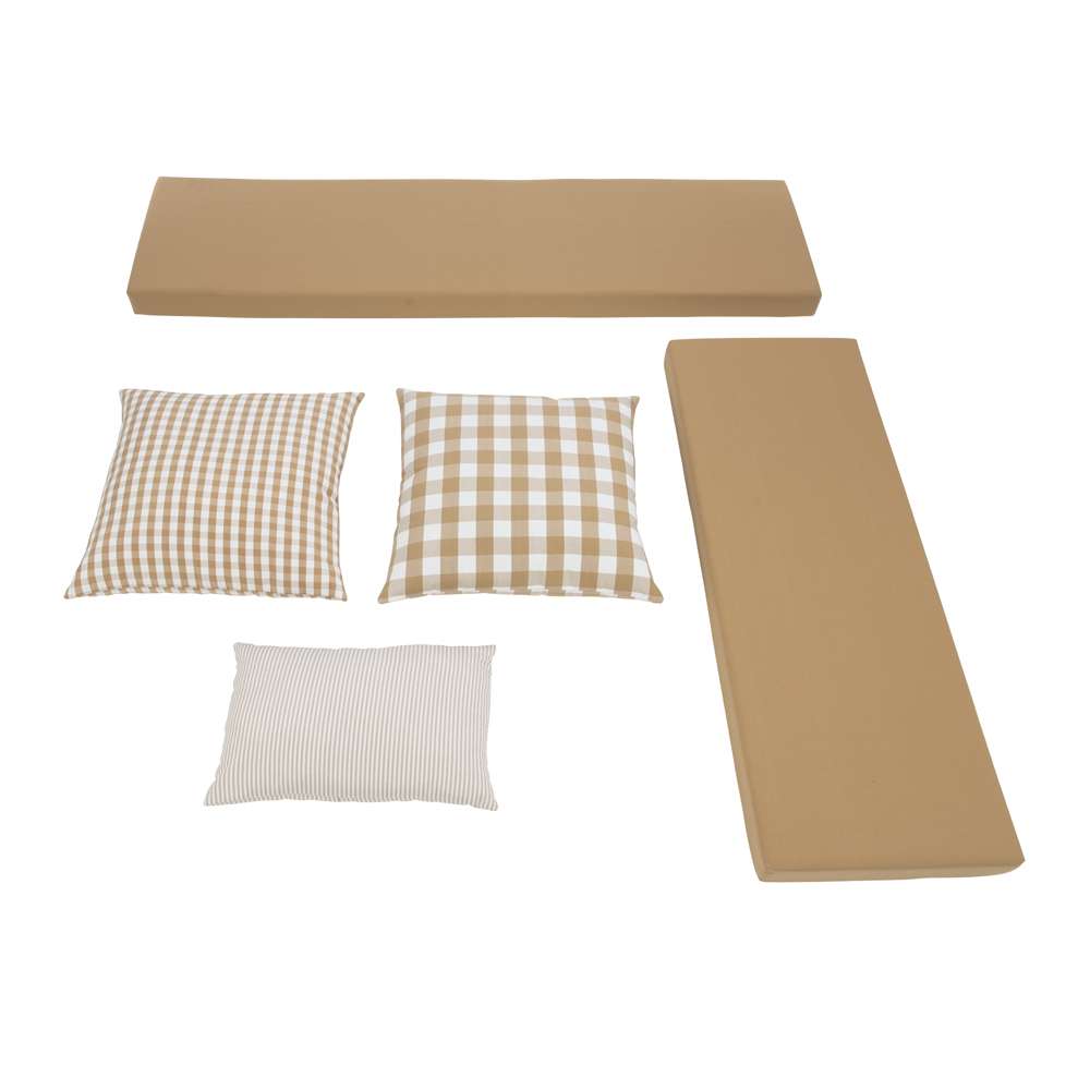 Linon Home Decor - Tobin Corner Nook Bench, White with Beige Cushions - KNK169WBGESET veiw 2