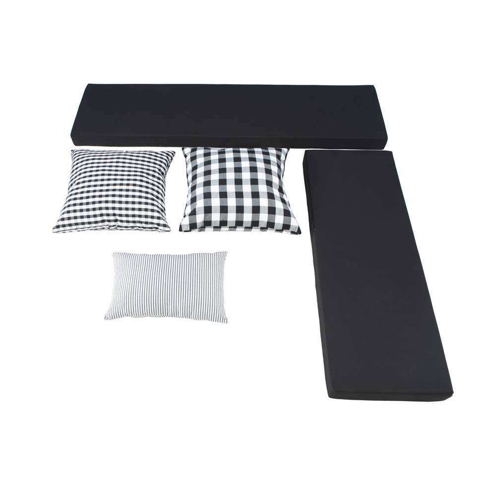 Linon Home Decor - Tobin Corner Nook Bench, White with Black Cushions - KNK169WBLKSET veiw 2