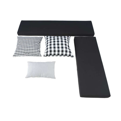 Linon Home Decor - Tobin Corner Nook Bench, White with Black Cushions - KNK169WBLKSET veiw 2