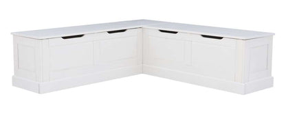 Linon Home Decor - Tobin Corner Nook Bench, White with Navy Cushions - KNK169WNVYSET veiw 3