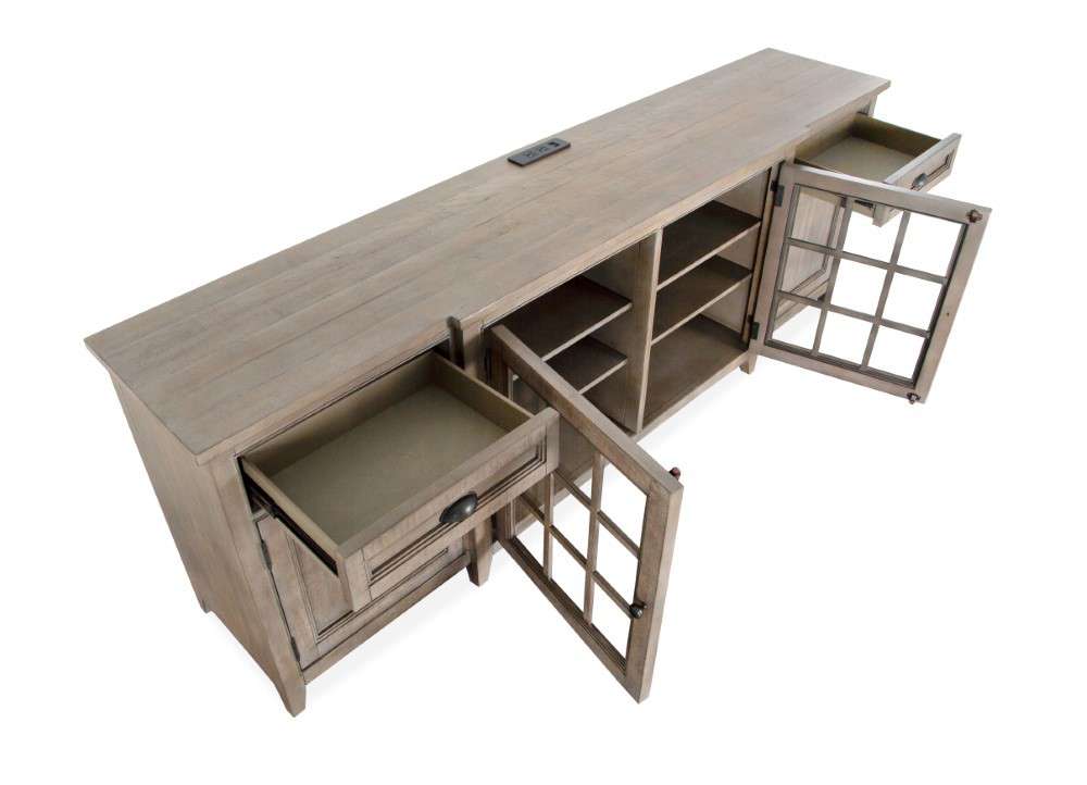 Magnussen - Paxton Place 90in Entertainment Console in Dovetail Grey - E4805-09 veiw 9