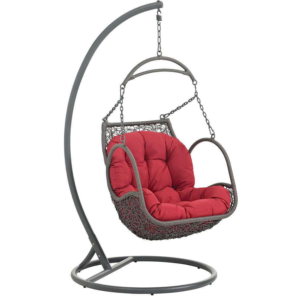 Modway - Arbor Outdoor Patio Wood Swing Chair - EEI-2279-RED-SET veiw 1